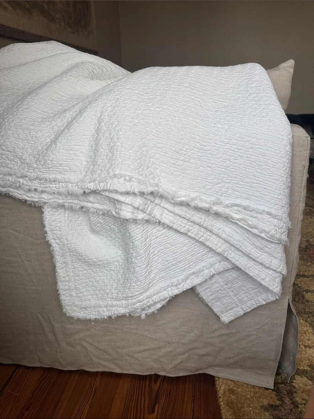 Crate & Barrel Washed Organic Cotton Blanket - King